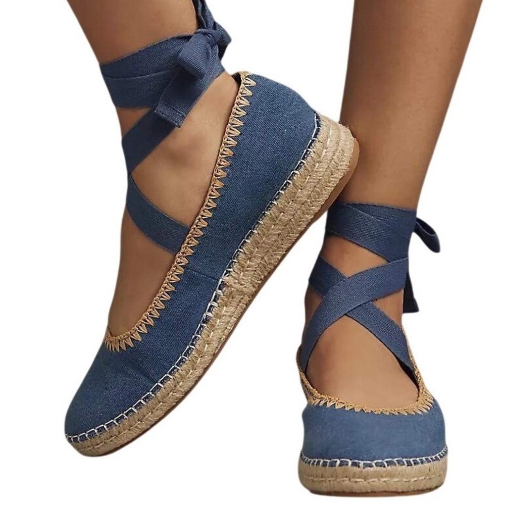 Rothy's Women's Dolce Vita Morgan Lace-up Wedge Cross Ankle Strap Flats Size 8.5